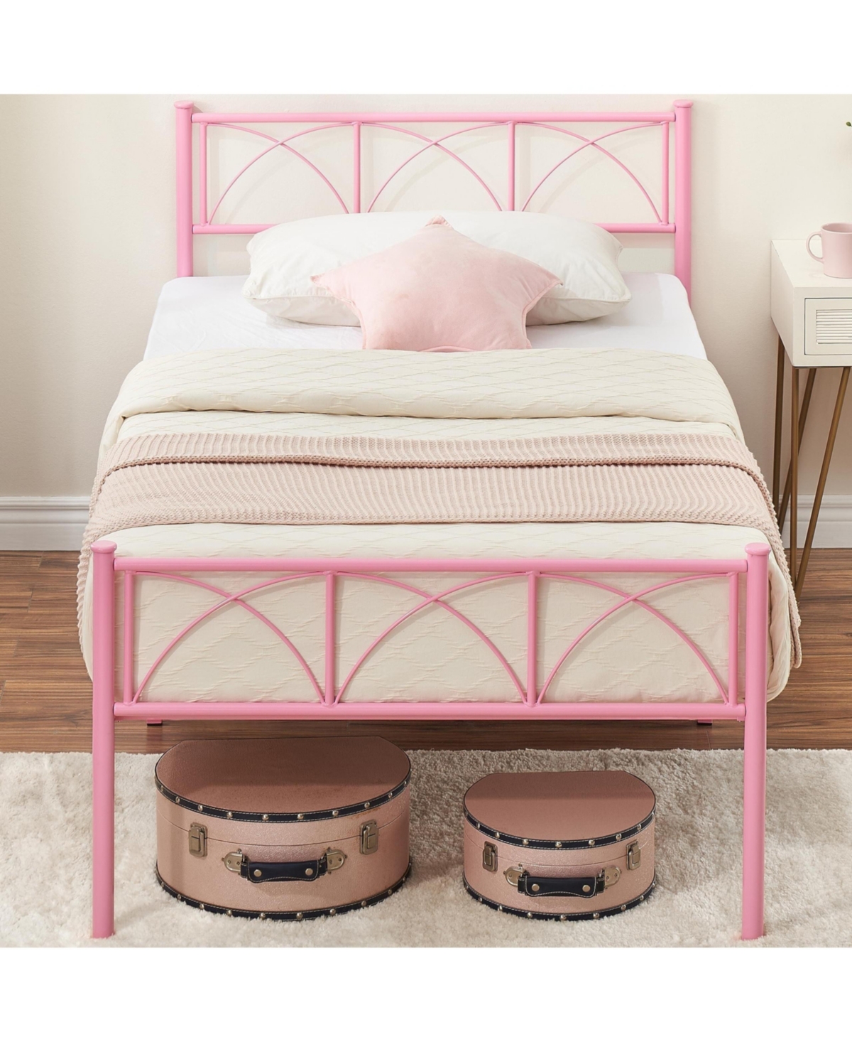 Gaomon Twin Bed Frame with Headboard, 12.2" H Metal Platform Bed Frame