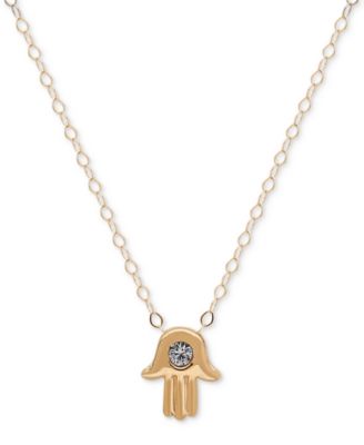 Macy's - Cubic Zirconia Hamsa Pendant Necklace in 10k Gold