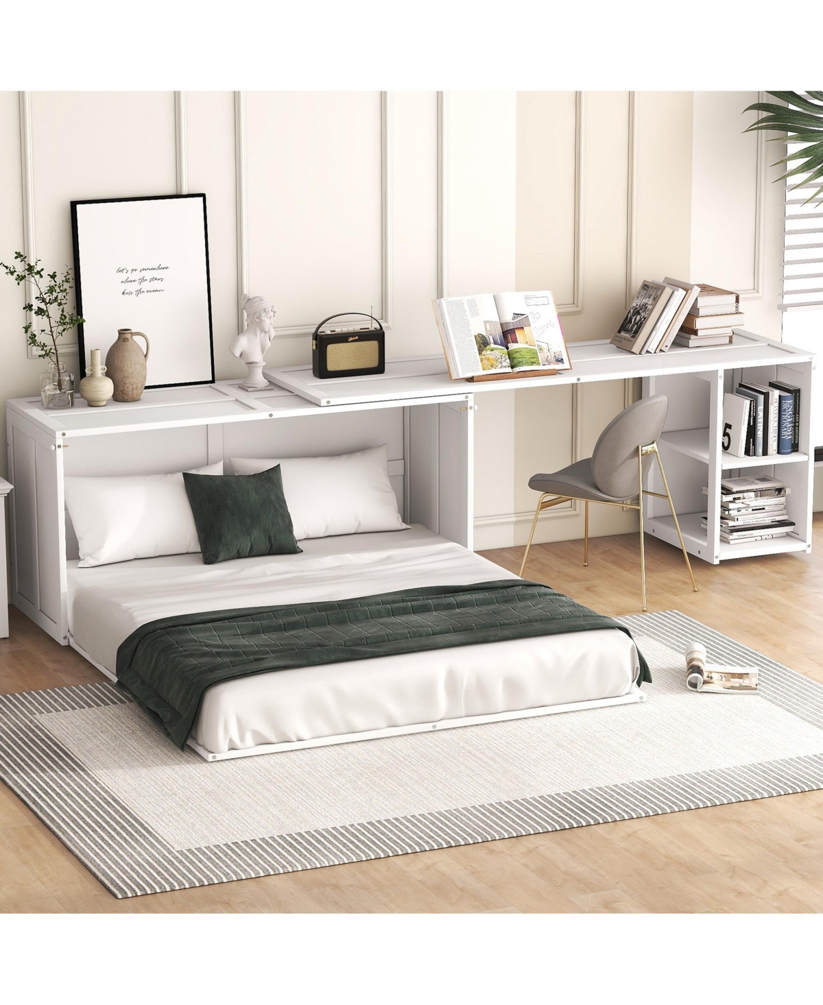 Boyel Living Versatile Queen Size Murphy Bed with Rotable Desk
