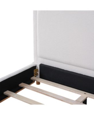 King Size Boucle Upholstered Curved Headboard Bed Frame, White