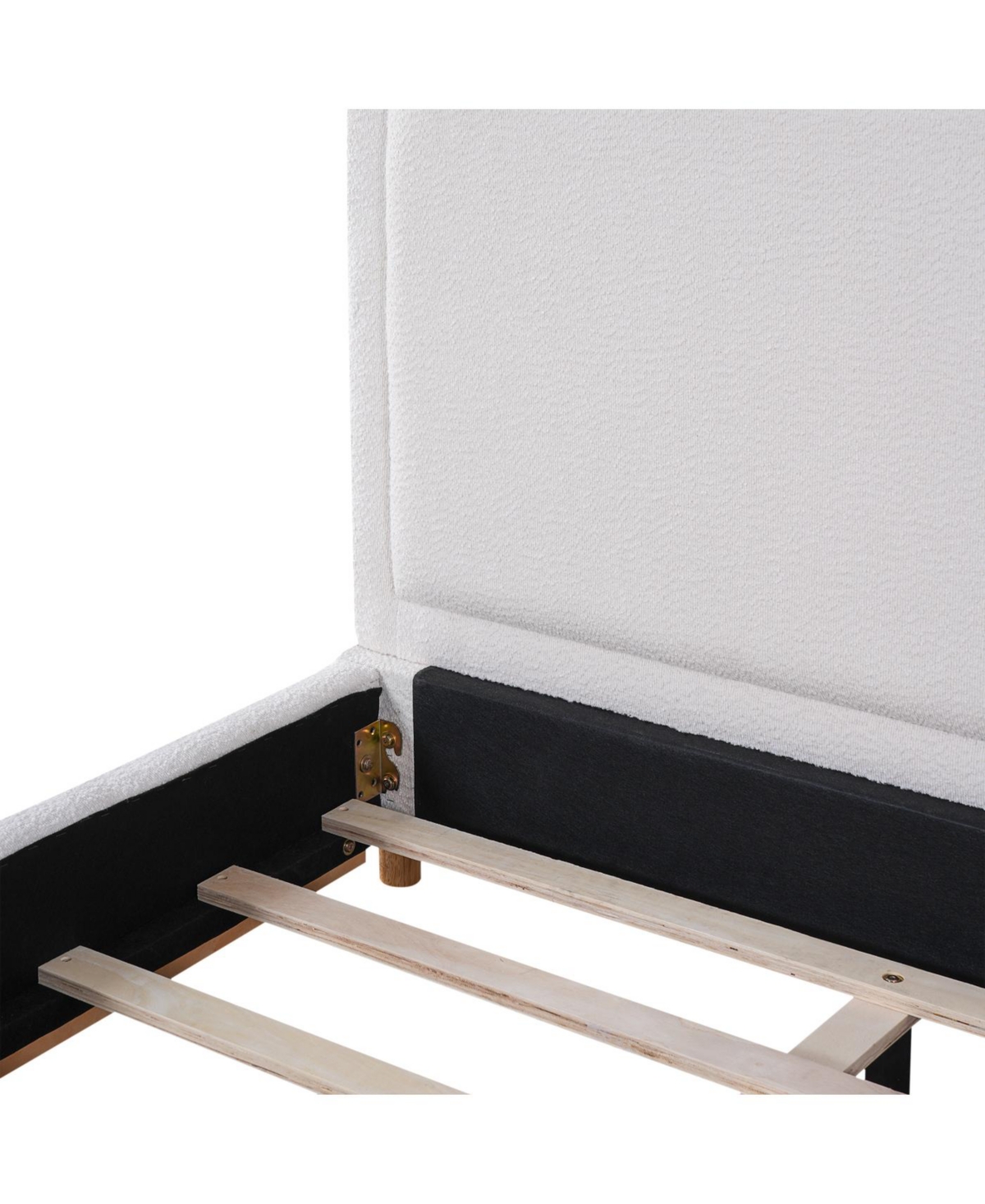 Streamdale Furniture King Size Boucle Upholstered Curved Headboard Bed Frame, White