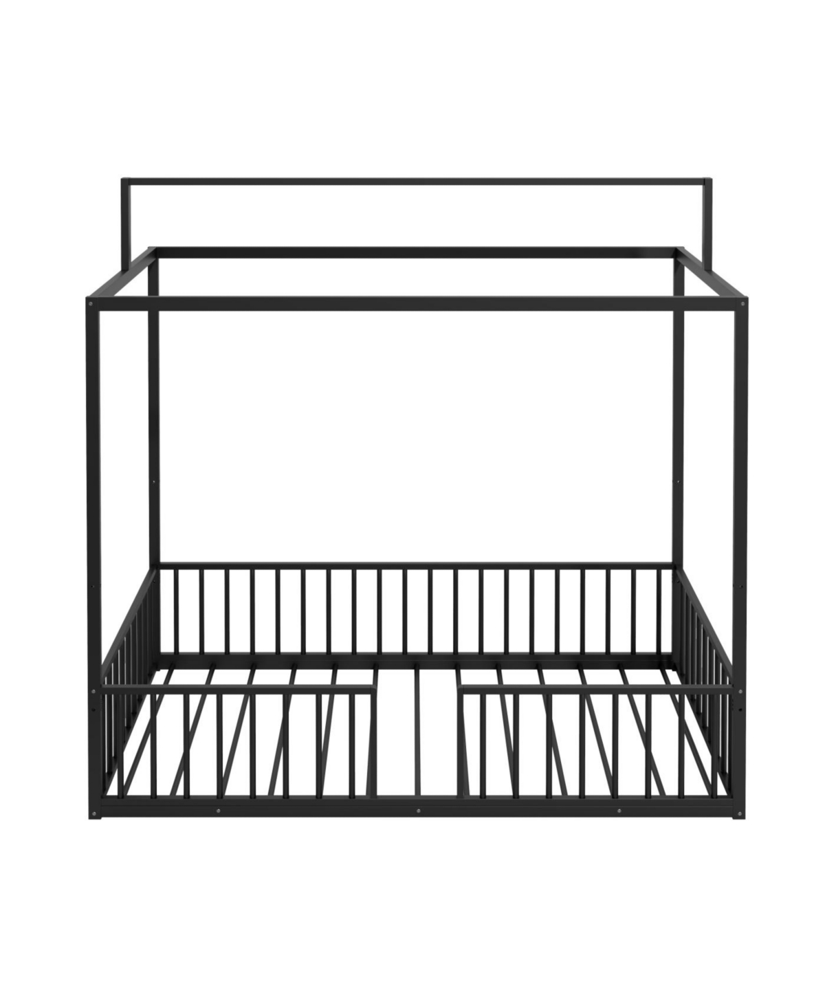 Streamdale Furniture Montessori 3-in-1 Convertible Metal Toddler Bed with Canopy, Twin, Black