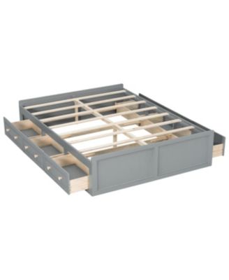 Wood Queen Size Platform Bed Frame with 6 Drawers