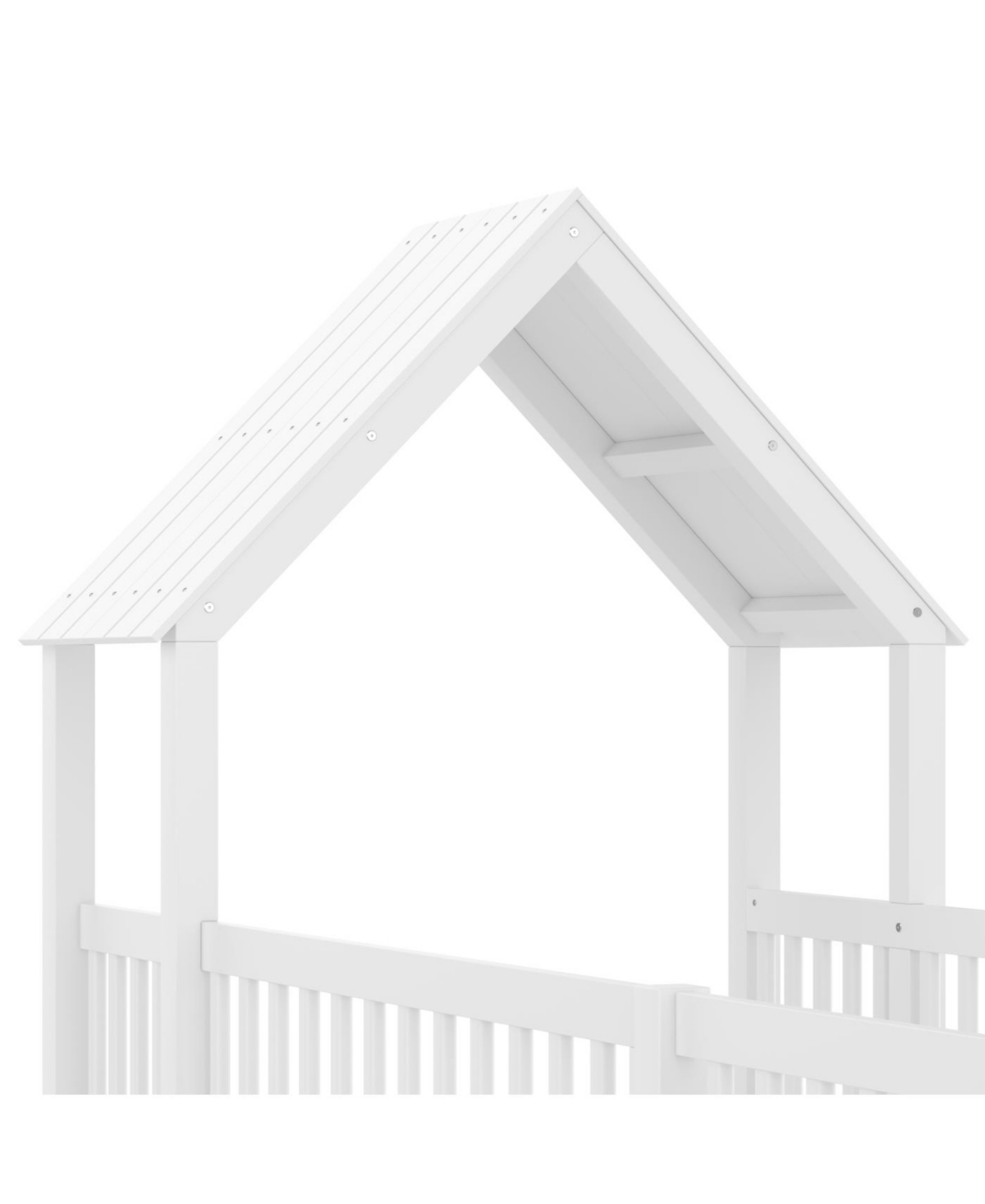 Streamdale Furniture Twin Size House Floor Bed with Door and Guardrails, White