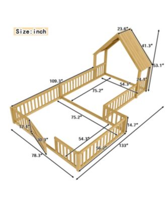 Full Size House Floor Bed with Door