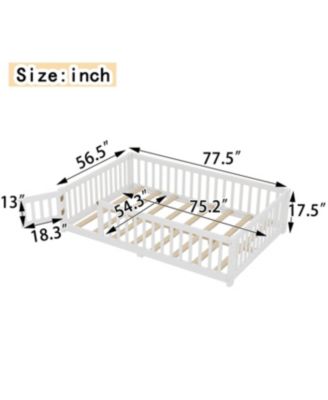 Full Size Pine wood, Plywood Guardrails and Door for Kids Floor Bed
