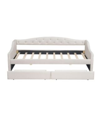 Upholstered Twin XL Size Daybed with LED Belt and 2 Drawers