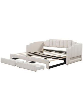 Twin XL Extendable Upholstered Daybed with Storage & LED