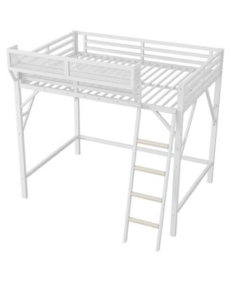 Metal Full Loft Bed with Storage Shelves