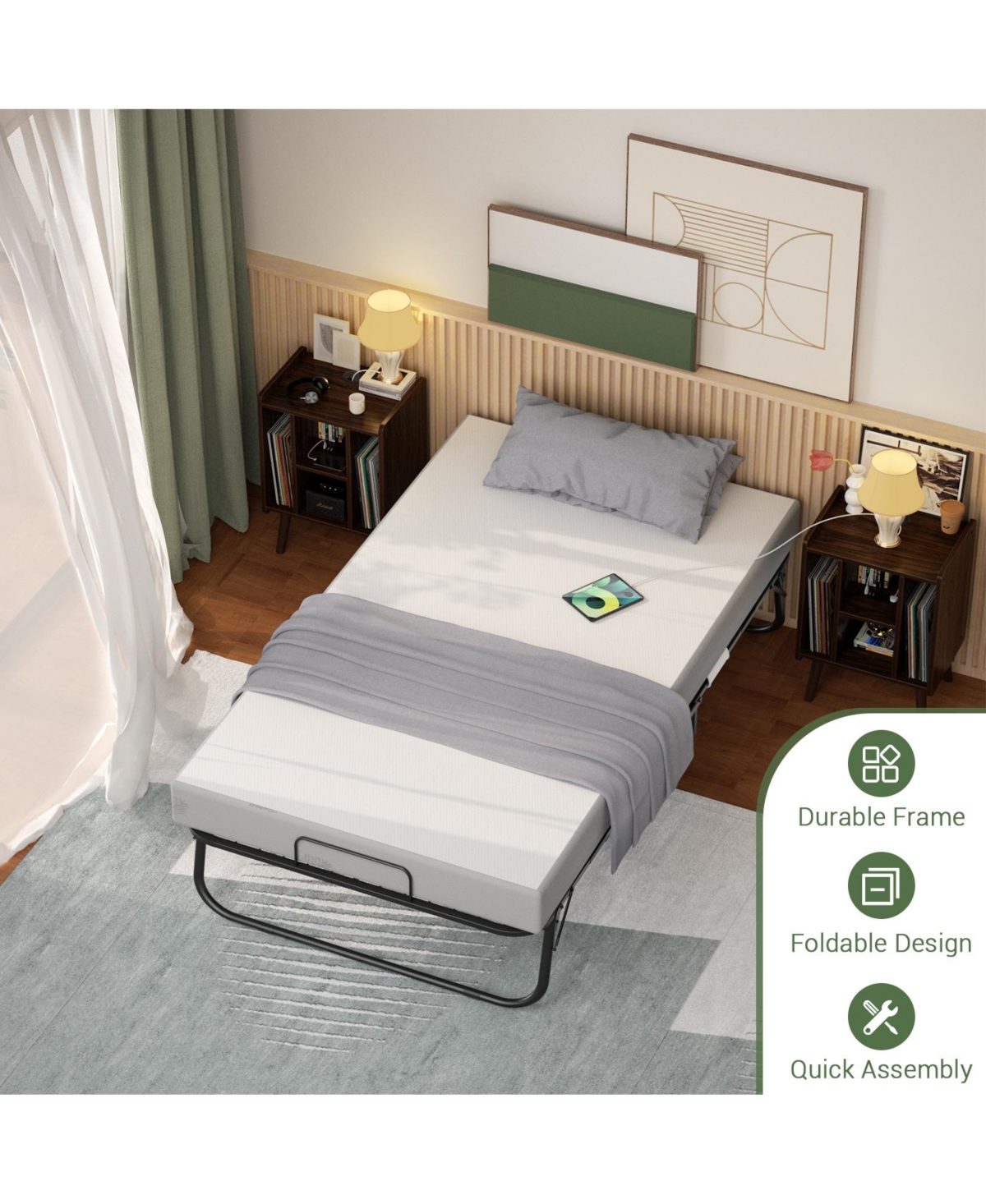 Aheaplus Foldable Rollaway Bed with Storage Cover