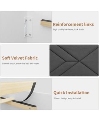 Upholstered Bed Frame with Fabric Headboard, Wooden Slats, No Box Spring Needed, Easy Assembly