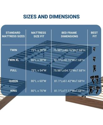 Full Size Wood Platform Bed Frame, No Headboard, Wood Slat Support, No Box Spring Needed, Walnut