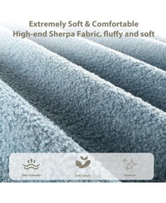 Queen Size Blue Boucle Bed Frame with Upholstered Headboard, Low Profile, Heavy Duty Wooden Slats, No Box Spring Needed