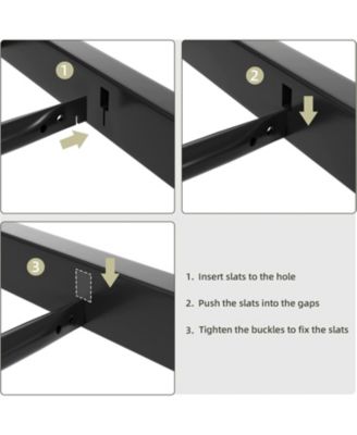 Faux Leather Platform Metal Frame Steel Slats Bed Frame with Upholstered Headboard, King Size