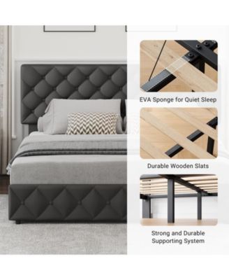 Easy Assembly Queen Bed Frame Space Saving, for Living Room, Guest Room