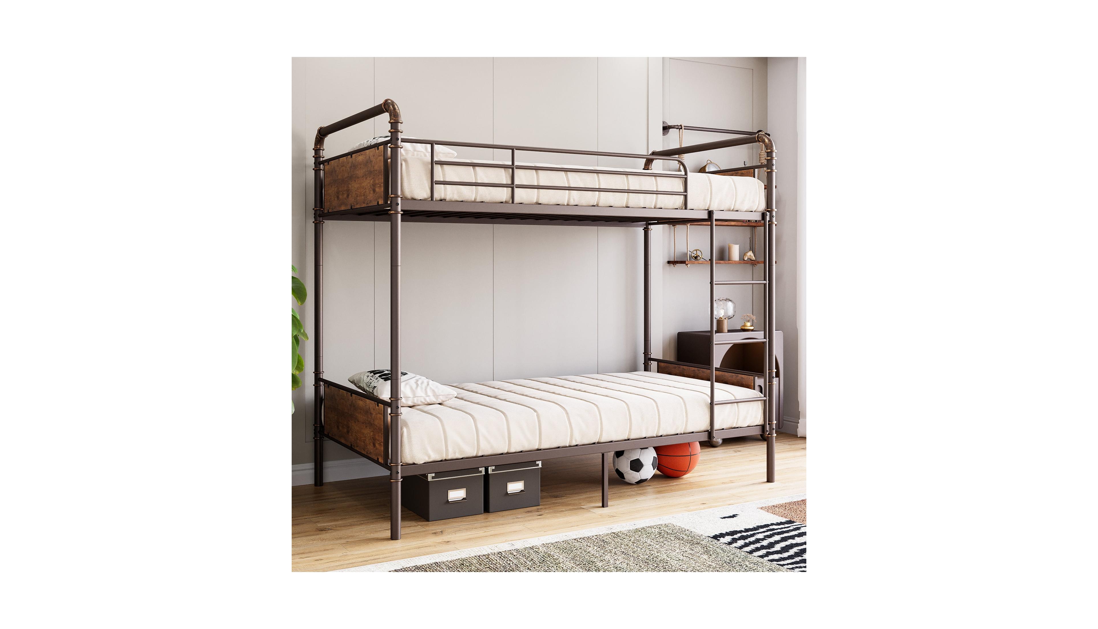 gaomon Easy Assembly Metal Bunk Bed Twin Over Twin Bunk Beds Heavy Duty Twin Size Metal Bunk Bed Space Saving, for Living Room, Guest Room