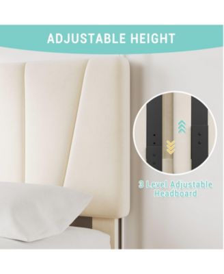 Twin Size Bed Frame with Adjustable Headboard and 2 Storage Drawers