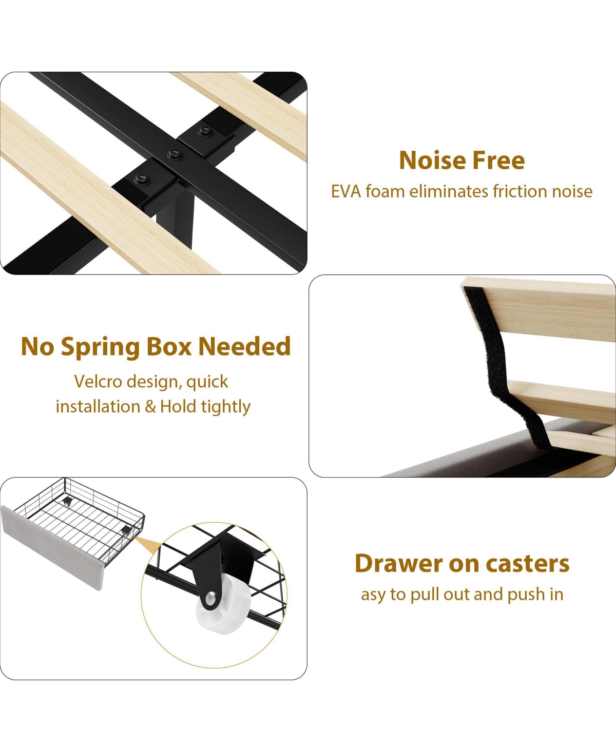 gaomon King Size Bed Frame with 2 Storage Drawers