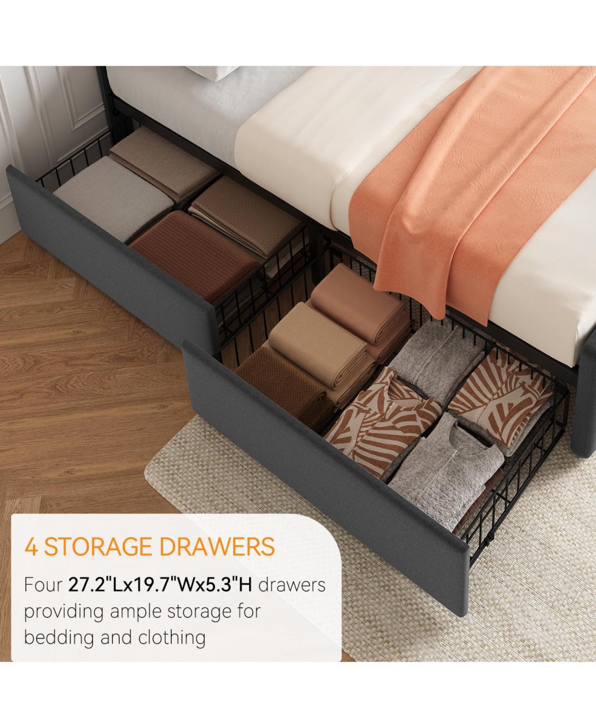 gaomon Queen Bed Frame with Headboard and 4 Storage Drawers