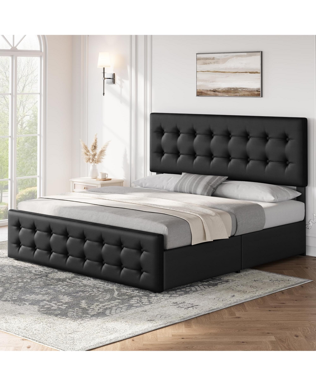 gaomon King Bed Frame with Headboard and 4 Storage Drawers