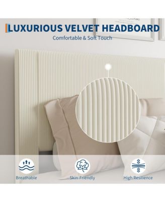 Queen Bed Frame Upholstered Platform Bed with Fabric Headboard