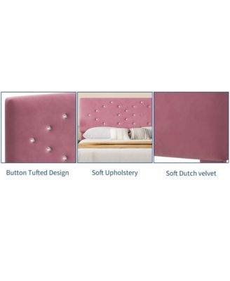 Queen Size Velvet Bed Frames with Headboard,Upholstered Platform Bedframe with Wood Slats,Solid and Stable