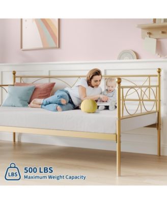 Twin daybed with Trundle, Metal Twin Daybed, Day Bed Sofa Bed Frame with Steel Slat Support, Multifunctional Daybed Frame