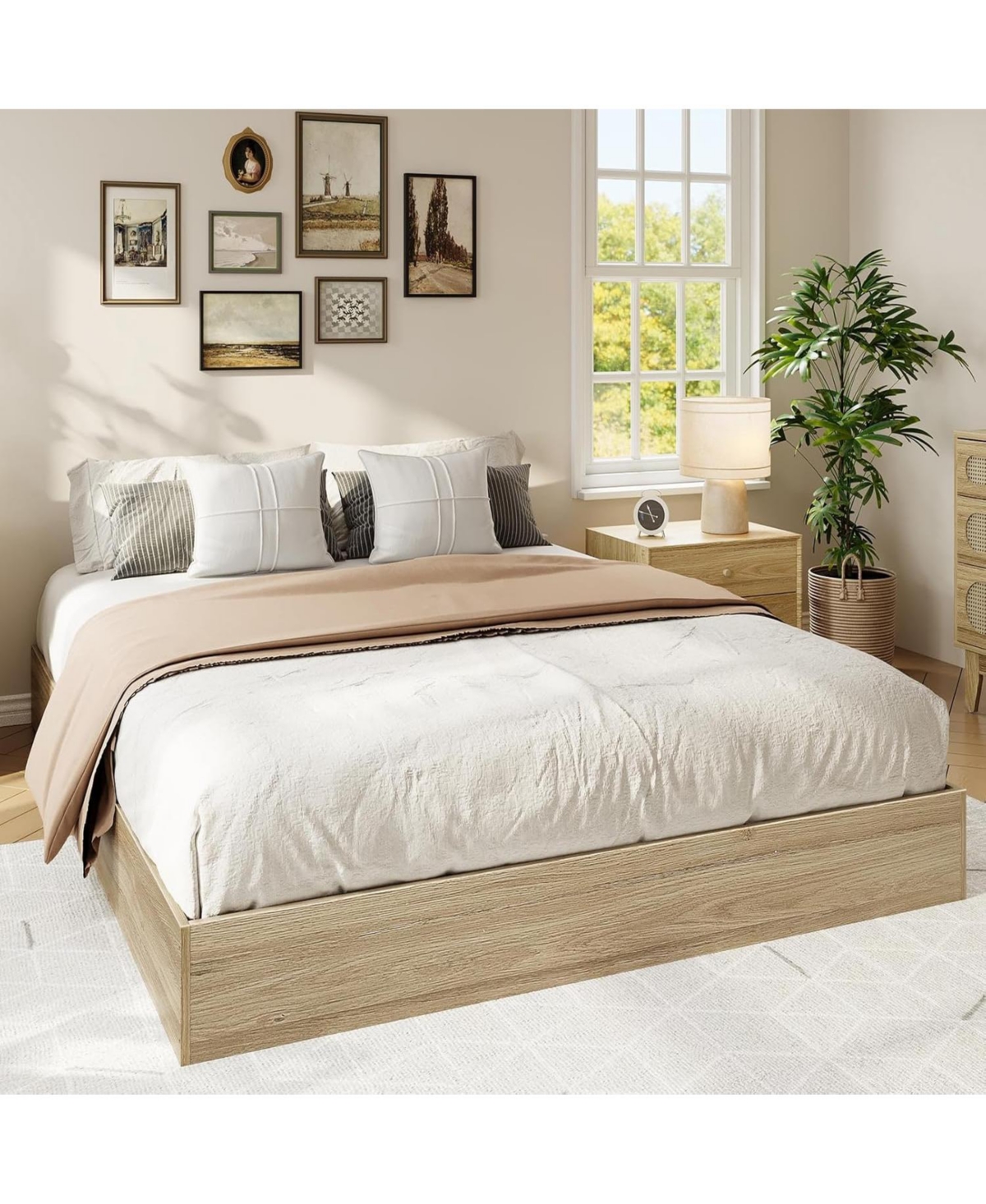 Gamon Platform Bed Frame California King, Wooden Slat Support,No Box Spring Needed, Easy Assembly