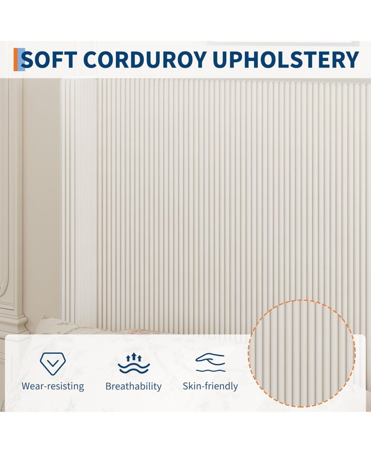 gaomon Upholstered Platform Bed with Storage Corduroy Wingback Tufted Headboard