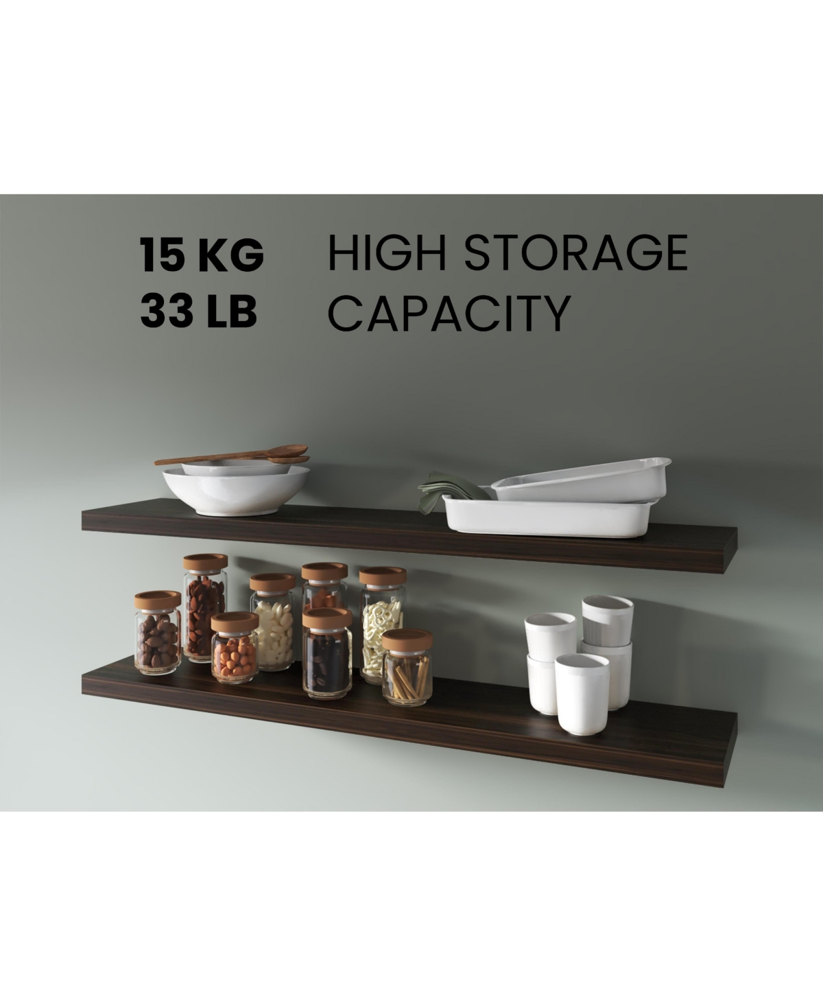 Fm Furniture Greer Floating Shelf in Melamine x2, Dark Oak