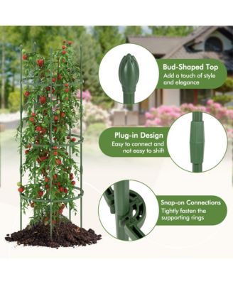 3-Pack Garden Tomato Trellis 60'' Plant Support Cage w/ Adjustable Size for Plants