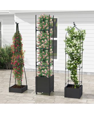 2PCS 81'' Garden Obelisk Trellis for Climbing Plants Tall Plant Support w/ Wheels