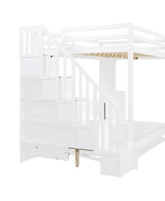 Full Over Full Size Murphy Bed with Hydraulic Lift & Desk Design