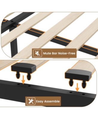 Queen Bed Frame with 4 Storage Drawers, Wingback Headboard - Standard/Queen