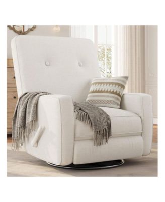 Recliner Chair 360 Degrees Swivel Rocking Glider Chair with Adjustable Backrest & Footrest Cozy Corduroy Upholstered Armchair for Living Rooms