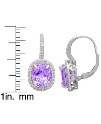 Amethyst (2.40 ct. t.w.) And White Topaz (0.56 ct. t.w.) Lever Back Drop Earrings in Sterling Silver (Also Available in Blue Topaz)
