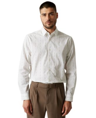 Men's Vertical Striped Long-Sleeve Shirt