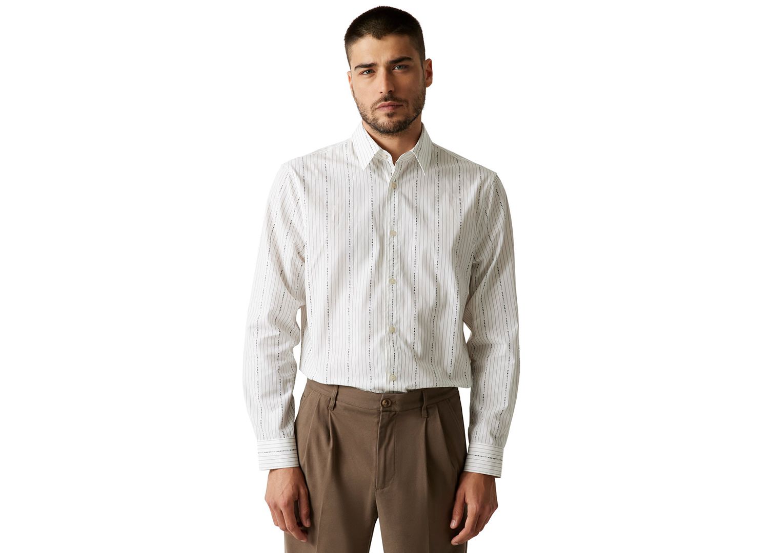 Men's Vertical Striped Long-Sleeve Shirt