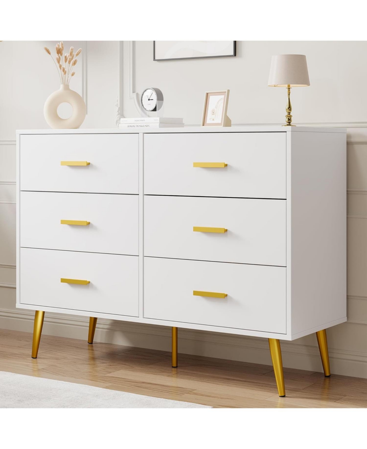 gaomon 6-Drawer Dresser for Bedroom, 41.7" Wide Cabinet, Fabric Storage Tower, Steel Frame, Closet Organizer, Living Room, Hallway