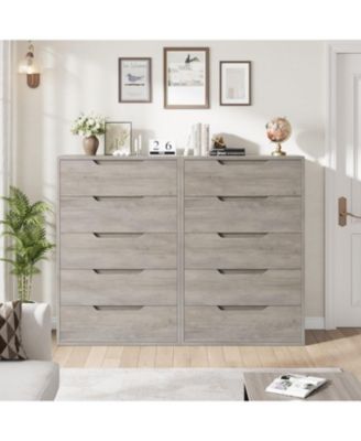 5-Drawer Vertical Dresser, 50.5" Tall, Freestanding Wooden Chest, Closet Storage for Bedroom, Living Room, Hallway, Gray