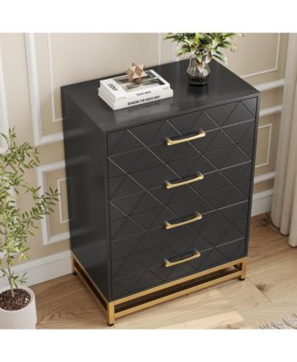4 Drawer Dresser for Bedroom, Modern Chest of Drawers Storage Organizer