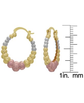 14k Gold Plated Brass Tri-Color Graduated Oval Earrings