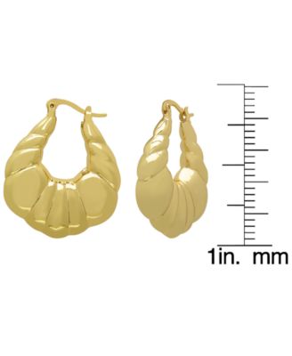 14k Gold Plated Brass Shrimp Thick Hoop Earrings