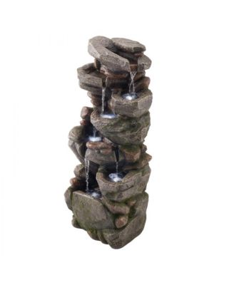 Outdoor 7-Tier Rock-Shaped Cascading Water Fountain