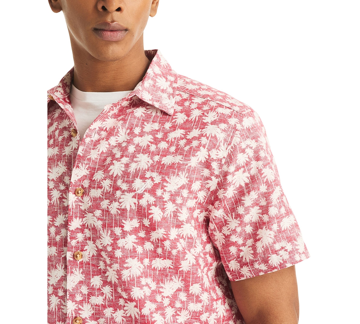 Nautica Men's Reverse Palm Tree Printed Short-Sleeve Shirt