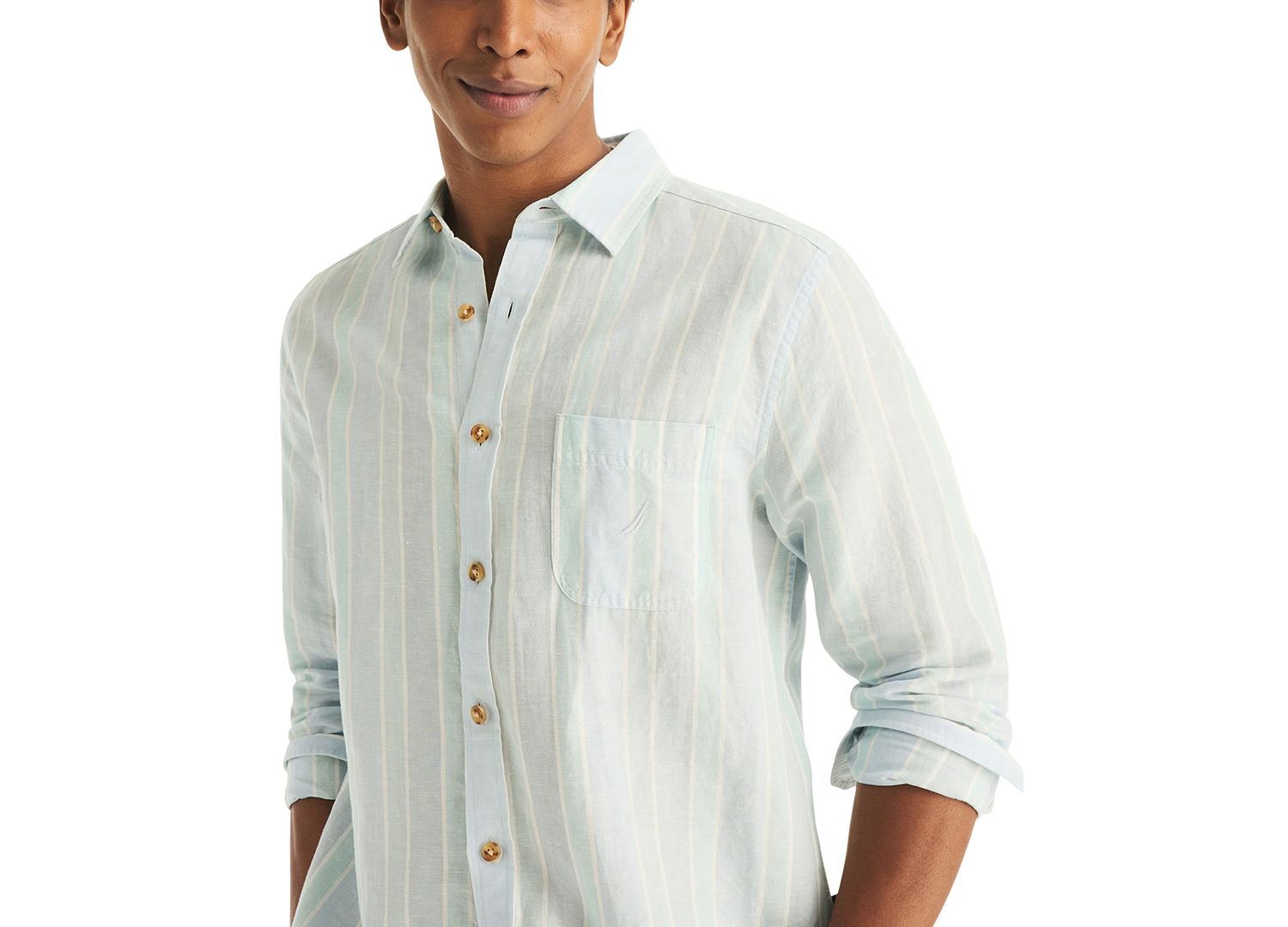 Men's Striped Linen Long-Sleeve Shirt