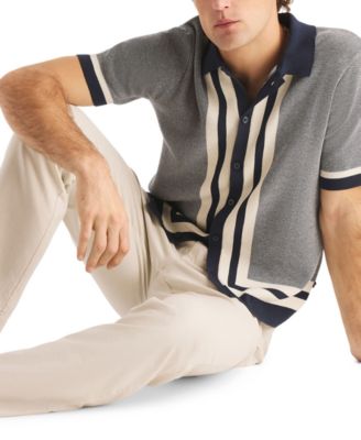 Men's Jacquard Short-Sleeve Sweater Shirt