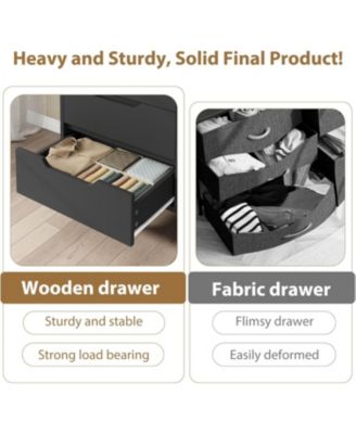 6-Drawer Black Freestanding Dresser 47.2" Wide Storage Cabinet and Wooden Closet Chest for Living Room, Entryway, Bedroom