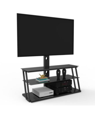 Glass TV Stand with Angle and Height Adjustment