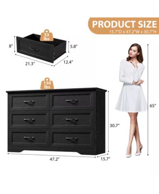 6-Drawer Modern Dresser with Wide Metal Handle, Closet Organizer Storage Chest, Clothes Cabinet for Bedroom, Living Room